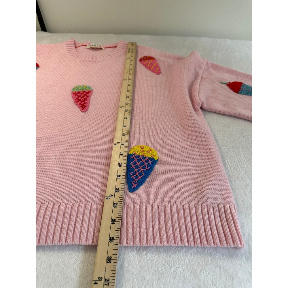 Boden Natalie Embroidered Jumper Women XL Pink Excellent Ice Cream Wool Blend - Picture 4 of 7
